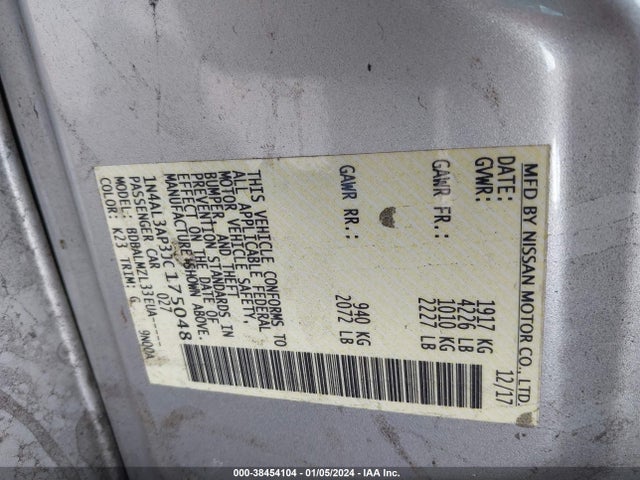 Продаж на аукціоні авто 2018 Nissan Altima 2.5 Sv, vin: 1N4AL3AP3JC175048, номер лоту: 38454104