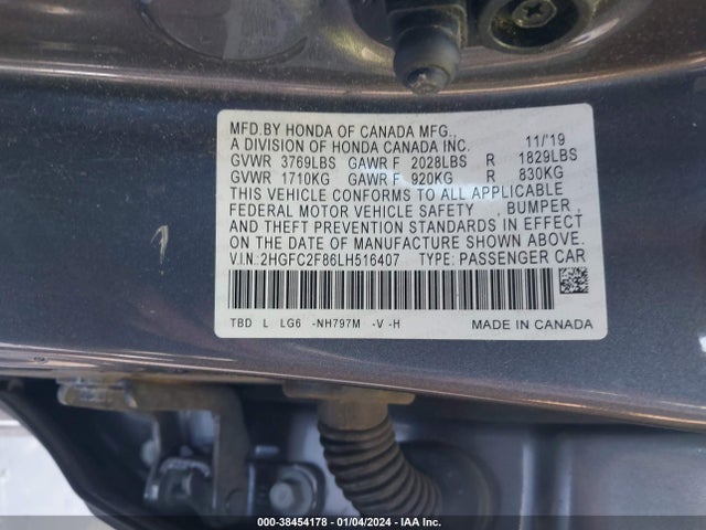 Honda Civic Sport 2020 2HGFC2F86LH516407 Image 9