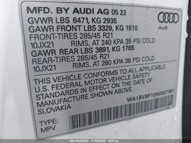 2022 AUDI Q8 WA1BVBF10ND027361 Photo 8