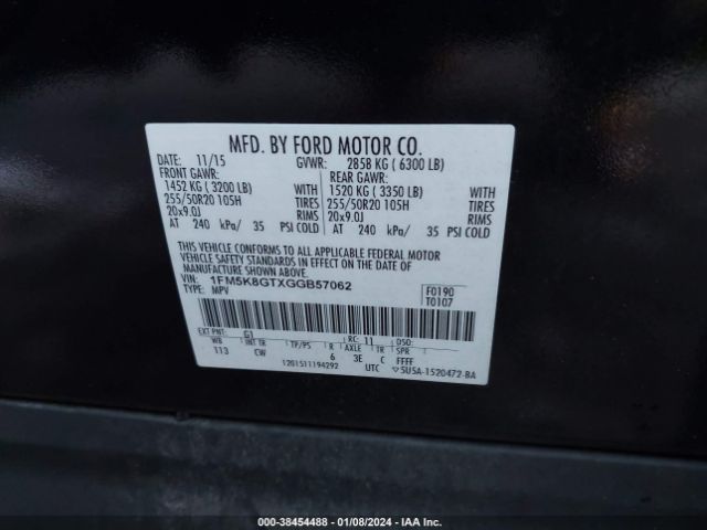 1FM5K8GTXGGB57062 Ford EXPLORER SPORT
