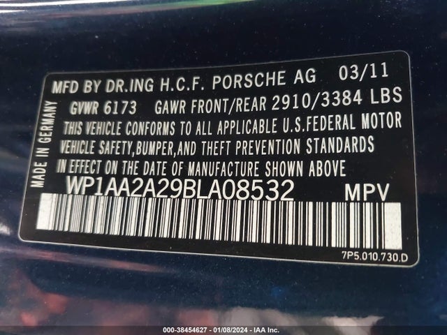 2011 PORSCHE CAYENNE WP1AA2A29BLA08532 Photo 8