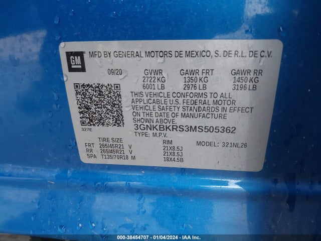 Chevrolet Blazer Awd Rs 2021 3GNKBKRS3MS505362 Image 9