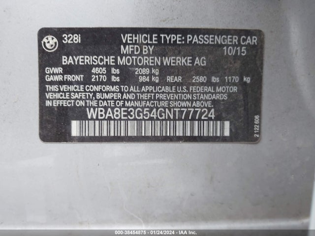 BMW 328i Xdrive 2016 WBA8E3G54GNT77724 Image 9