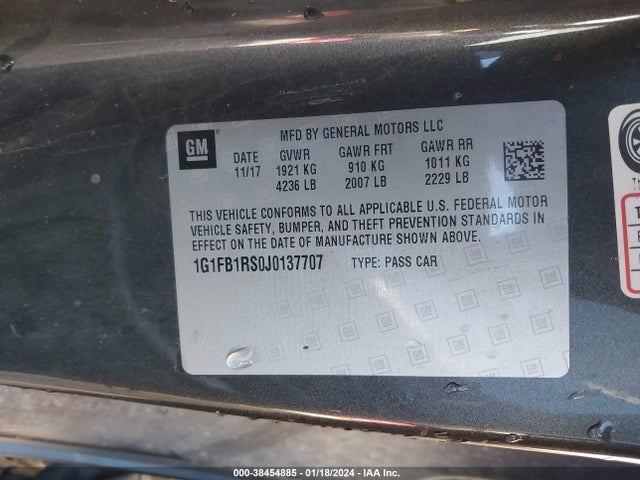 Chevrolet Camaro 1lt 2018 1G1FB1RS0J0137707 Image 9