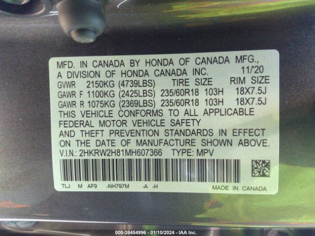 2021 HONDA CR-V 2HKRW2H81MH607366 Photo 8