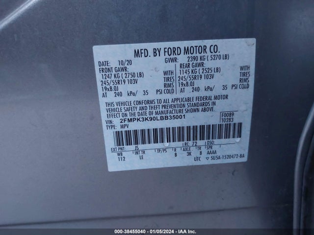 Ford Edge Titanium 2020 2FMPK3K90LBB35001 Image 9