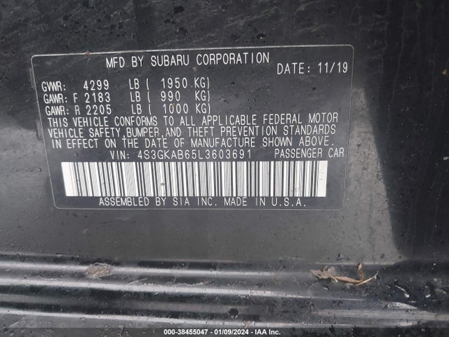 Subaru IMPREZA SEDAN 2020 4S3GKAB65L3603691 Image 9