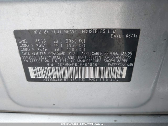 Subaru Legacy 2.5i Premium 2015 4S3BNAD62F3018165 Image 9