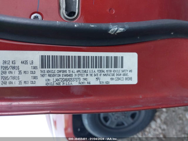 2010 JEEP PATRIOT SPORT VIN: 1J4NT2GA6AD537273