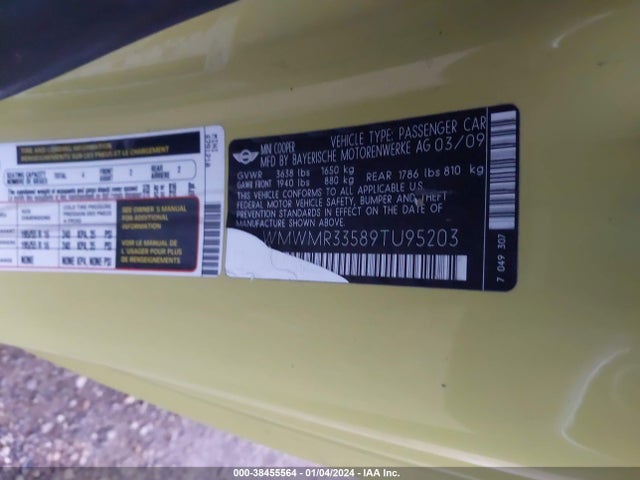 2009 MINI COOPER WMWMR33589TU95203 Photo 8