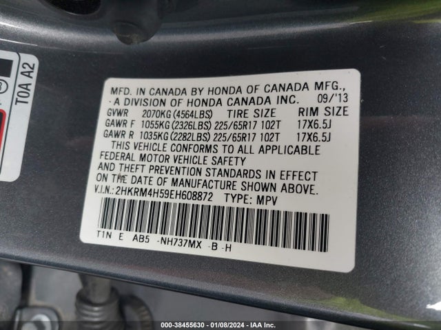 Honda CR-V EX 2014 2HKRM4H59EH608872 Image 9
