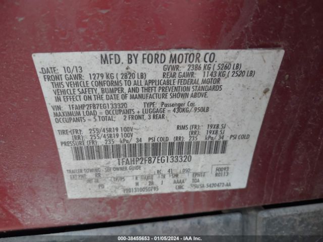 1FAHP2F87EG133320 Ford Taurus Limited