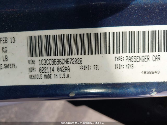 2013 CHRYSLER 200 TOURING VIN: 1C3CCBBB6DN672026