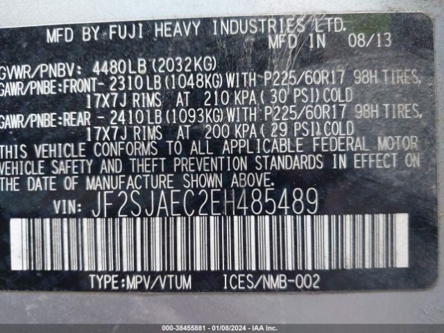 JF2SJAEC2EH485489 Subaru Forester 2.5i Premium