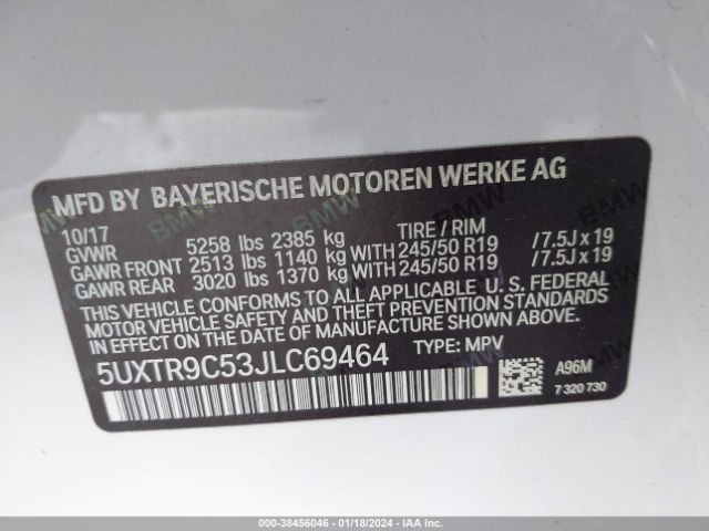 2018 BMW X3 5UXTR9C53JLC69464 Photo 8