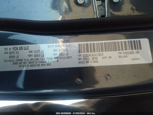 2C3CDXGJ6JH113218 Dodge Charger R/t Scat Pack Rwd