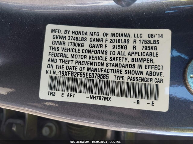 Honda Civic Lx 2014 19XFB2F55EE079585 Image 9