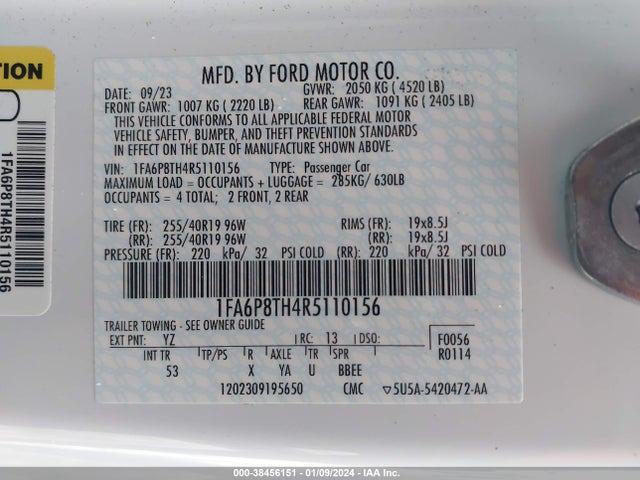 Ford Mustang Ecoboost Premium Fastback 2024 1FA6P8TH4R5110156 Image 9