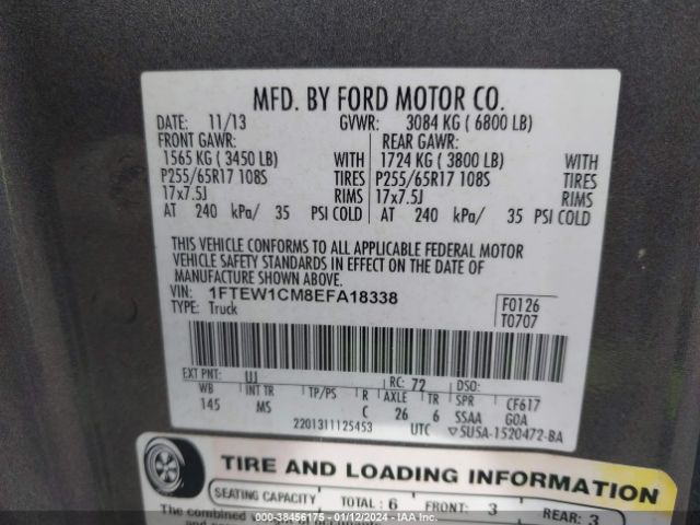 1FTEW1CM8EFA18338 Ford F-150 Xlt