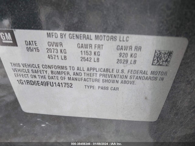 Chevrolet Volt 2015 1G1RD6E49FU141752 Image 9