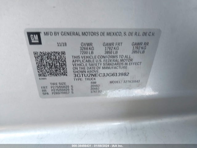 GMC Sierra 1500 Slt 2018 3GTU2NEC3JG613982 Image 9