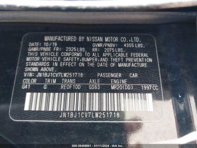 JN1BJ1CV7LW251718 Nissan Rogue Sport Sv Fwd Xtronic Cvt