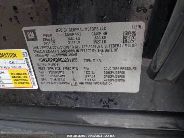 GMC Acadia Sle-2 2016 1GKKRPKD9GJ231186 Image 9