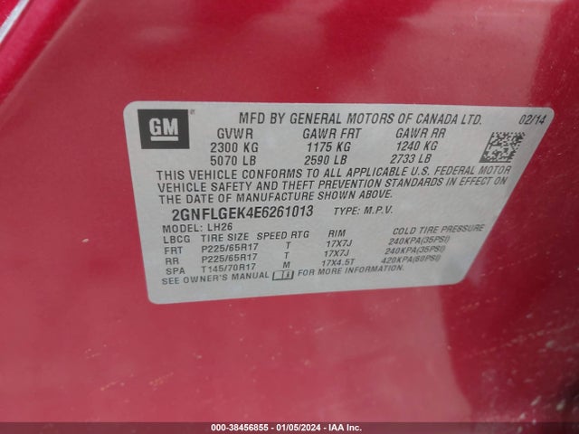 Chevrolet Equinox 2lt 2014 2GNFLGEK4E6261013 Image 9