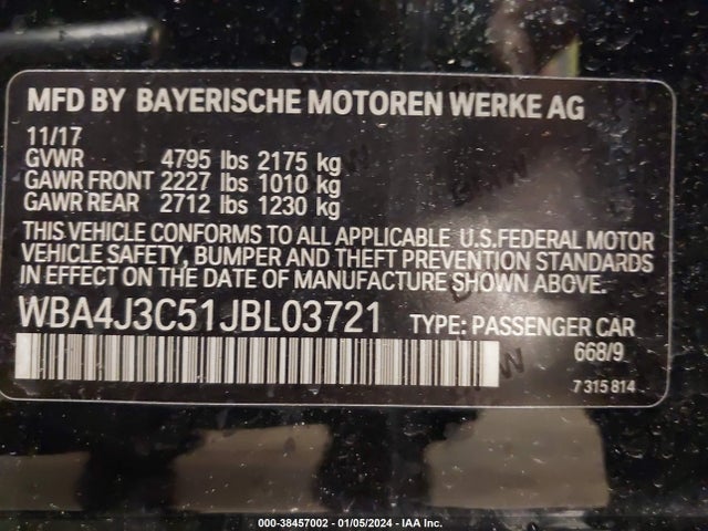 BMW 430i Gran Coupe Xdrive 2018 WBA4J3C51JBL03721 Image 9