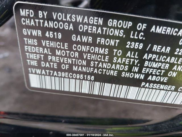 1VWAT7A39EC095156 Volkswagen Passat 1.8t S