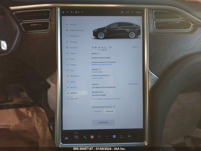2017 TESLA MODEL X 100D/75D/90D VIN: 5YJXCDE21HF076993
