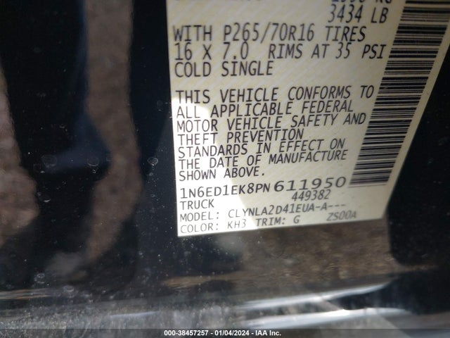 Nissan Frontier S 4x4 2023 1N6ED1EK8PN611950 Image 9