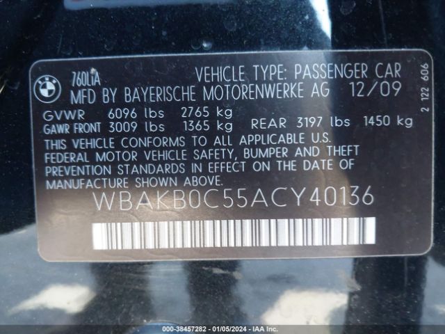 2010 BMW 760LI WBAKB0C55ACY40136 Photo 8