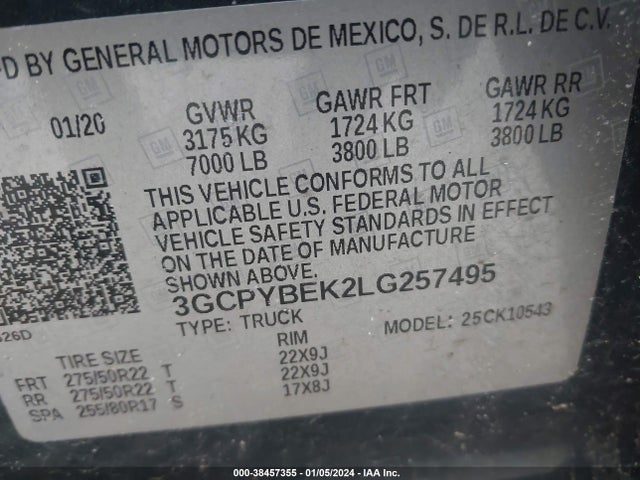 Chevrolet Silverado 1500 4wd  Short Bed Custom 2020 3GCPYBEK2LG257495 Image 9