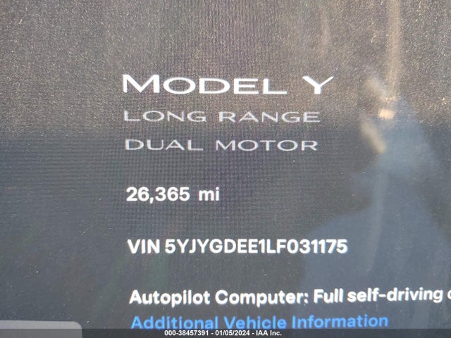 2020 TESLA MODEL Y 5YJYGDEE1LF031175 Photo 6