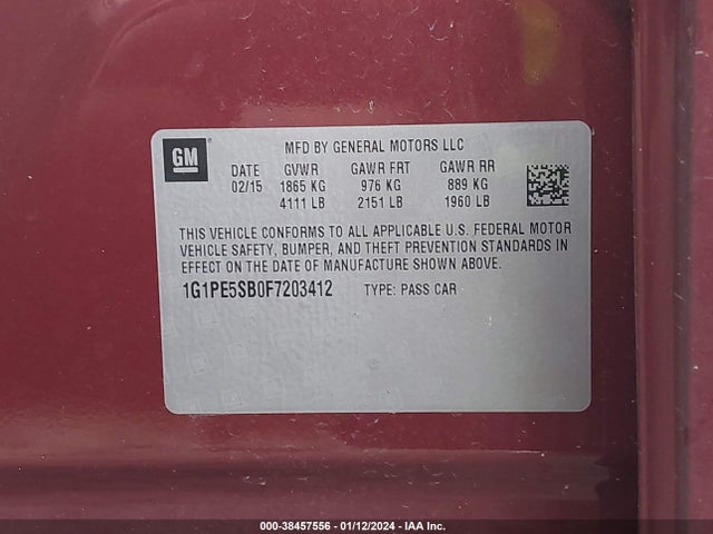 Chevrolet Cruze 2lt Auto 2015 1G1PE5SB0F7203412 Image 9