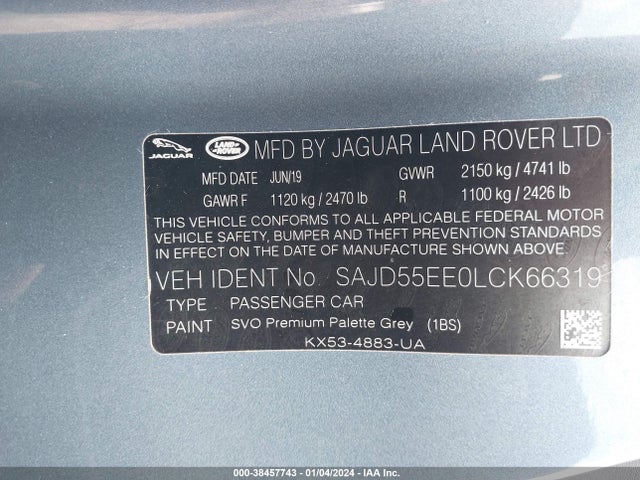 2020 JAGUAR F-TYPE SAJD55EE0LCK66319 Photo 8