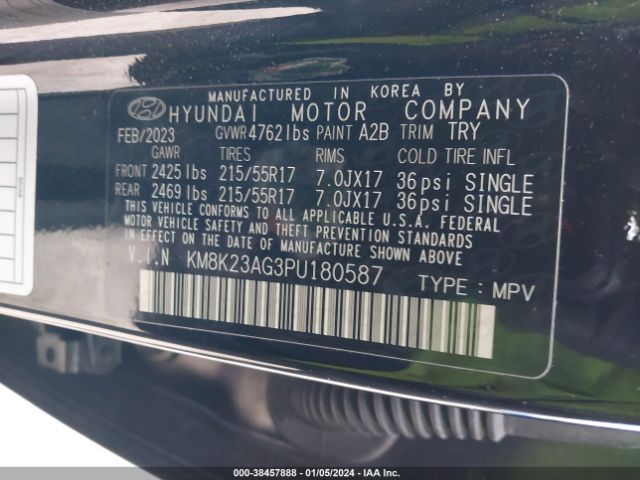KM8K23AG3PU180587 Hyundai Kona Electric Se
