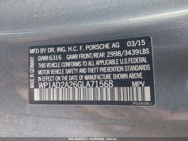 2016 PORSCHE CAYENNE WP1AD2A26GLA71568 Photo 8