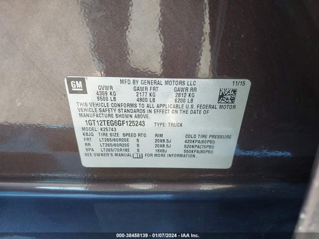 GMC Sierra 2500hd Slt 2016 1GT12TEG6GF125243 Image 9