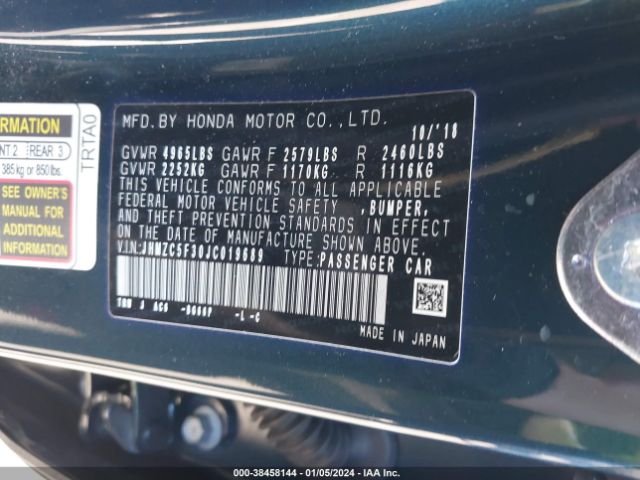JHMZC5F30JC019689 Honda Clarity Plug-in Hybrid Touring