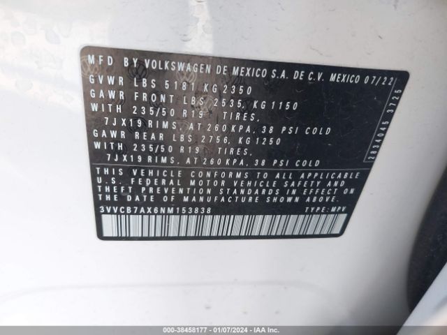 3VVCB7AX6NM153838 Volkswagen Tiguan 2.0t Se R-line Black