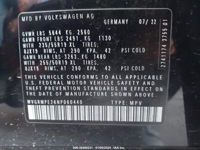 WVGRMPE26NP060440 Volkswagen ID.4 PRO