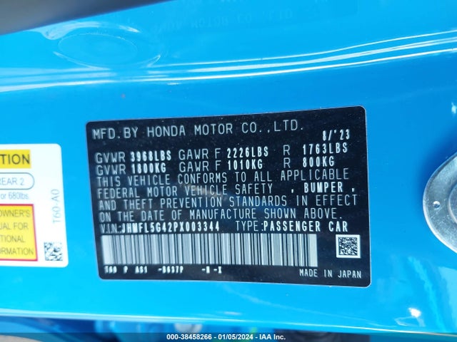 Honda Civic Type R Touring 2023 JHMFL5G42PX003344 Image 9
