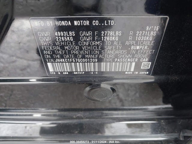 Acura Rlx Tech Pkg 2016 JH4KC1F57GC001209 Image 9