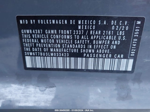 3VW6T7BU3LM033423 Volkswagen JETTA GLI