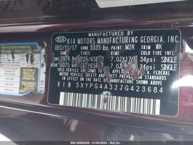 KIA Sorento 2.4l Lx 2018 5XYPG4A32JG423684 Image 9