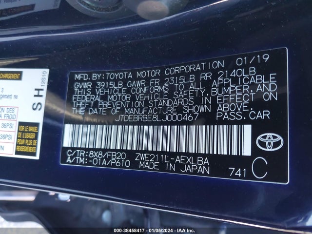 Toyota 2zr-fxe, 1nm 2020 JTDEBRBE8LJ000467 Image 31