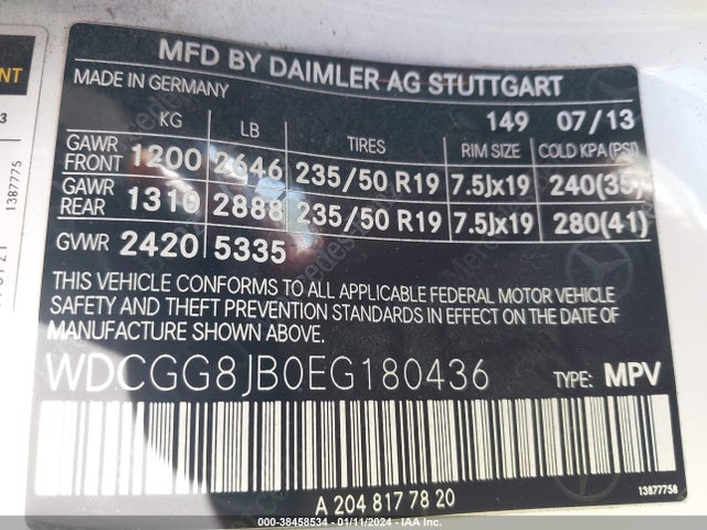 WDCGG8JB0EG180436 Mercedes-Benz Glk 350 4matic