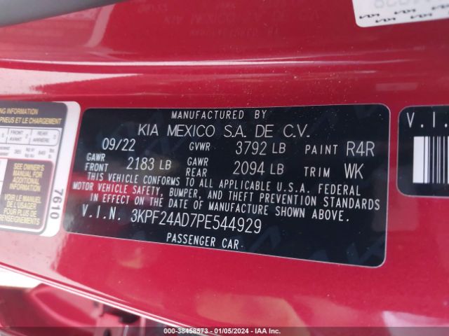3KPF24AD7PE544929 KIA Forte Lxs